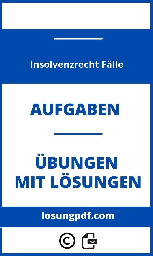 Insolvenzrecht Fälle Mit Lösungen